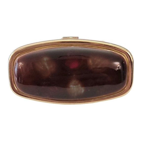 Gold Tone Signed Japan Hinged Makeup Lip Mirror Lipstick Holder Case E194 - Picture 2 of 12